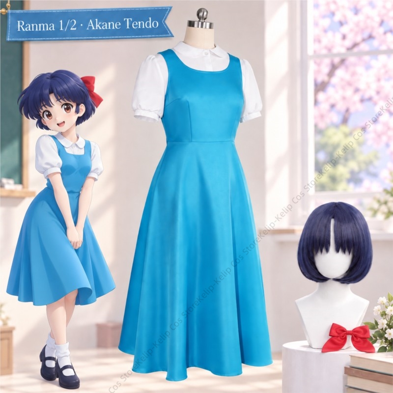 Fantasia de cosplay de Akane T - Anime Cosplay Blue Hair avaliação e preço