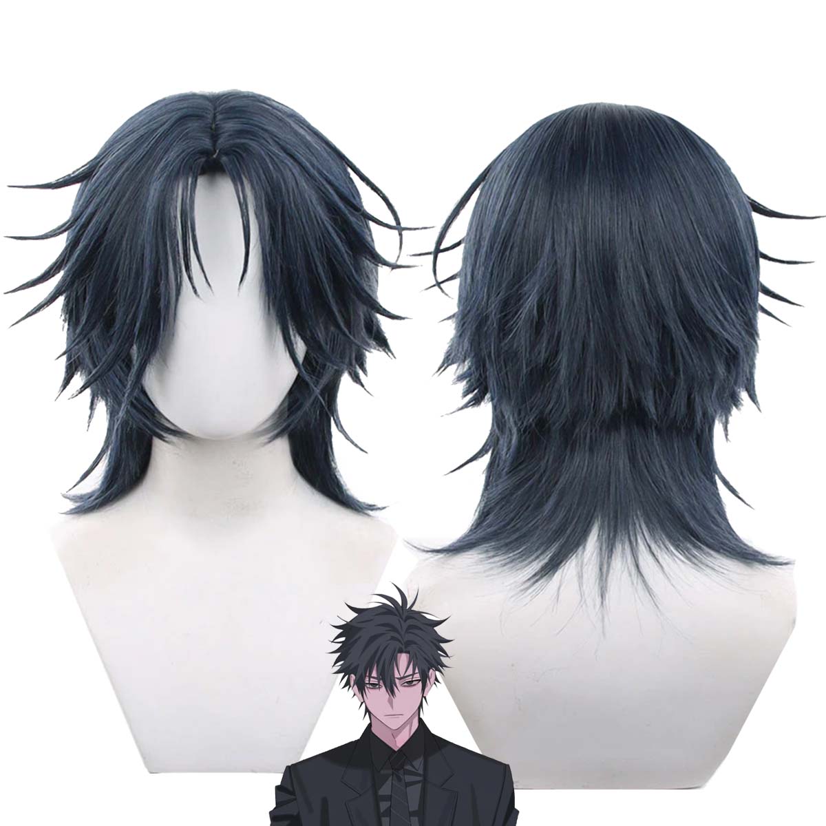 Peruca de Cosplay Masculina An - Anime Cosplay Blue Hair avaliação e preço